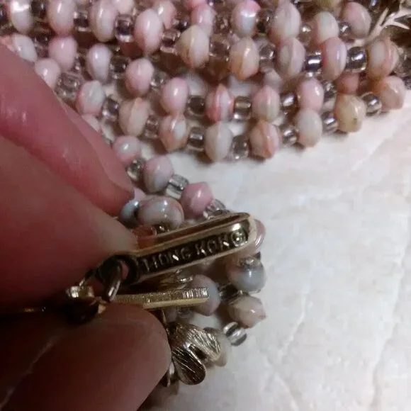 VINTAGE Hong Kong multi strand necklace / earrings set - Picture 6 of 13